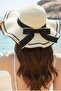 Wavy and Bow Wide Brim Organic Straw Summer Hat - 8