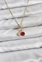 316L Steel Chain Gold Color Cherry Model Zircon Stone Women's Necklace