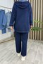 Arya Kot Takim Navy Blue Pocket Detailed Zippered Hijab Pants Two-Piece Set - 4