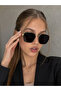 Sunglasses Women & Men Uv400 Glass Gold Black - 2