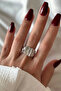 Polished Zircon Stone Adjustable Women's Steel Ring Silver Non-Tarnish Colorfast - 3
