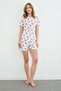 Cherry Patterned Crew Neck Shorts Pajama Set - 4
