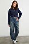 3 Thread Teddy Bear Embroidered Crop Sweatshirt - 2