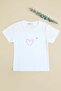 Heart Printed Crew Neck Girls' T-Shirt