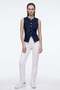 Denim Vest with Gold Buttons and Stitching Detail - 4