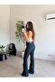 Navy Blue High Waist Lycra Flared Jeans - 3