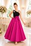 Girl's Fuchsia/Black Design Long Evening Dress