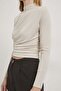 High Collar Draped Stretchy Blouse - 5