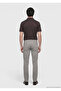 Gray Plain Woven Slim Fit Casual Cotton Blended Trousers - 5