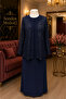 Hesna Large Size Stone Embellished Jacket Stylish Mother Evening Dress Set