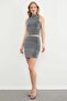 Elastic Waist Stone Glitter Mini Skirt - 3