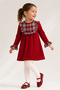 Girl's Long Sleeve Red Velvet Dress