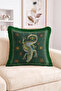 Ethnic Lizard Figured Star Motif Green Fringed Throw Pillow Cover - Bohemian Decorative Pillowcase - 2