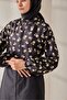 Patterned Hijab Swimsuit Tunic Black - 3