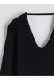 Texx Store Quality Lcw Vision Black Knitwear Plain Super Skinny & Extra Narrow V-Neck Midi Dress - 6