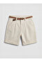 Trendlucky Boys' Regular Fit Gabardine Shorts with Belt in Contrast Color - 2