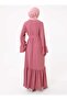 Belted Hijab Dress with Flywheel Detail on the Sleeves - Dark Rose - - 7