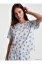 Two Mt Shop Quality Lcw Young Blue Combed Cotton Printed Short Sleeve Women's Shorts Pajama Set - 2