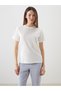 Two Mt Shop Quality Lcwaikiki Classic White Combed Cotton Stoned Standard & Regular Short Sleeve Women's T-Shirt