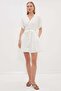Belted Linen Look Mini Dress - 2