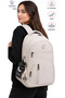 1710 Water Resistant School Backpack Unisex Daily School Bag Beige