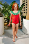 My Little One's Skin-Friendly Watermelon Patterned Ruffle Girls' Swimsuit - Red - 2