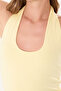 Ultra Soft Butter Yellow Invisible 95% Cotton Halter Neck Double Layer Crop Top Bodysuit - 8