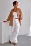 Oversized Linen Textured 100% Cotton Single Pocketed Loose-Fitting Shirt KGT-KU3435 - 4