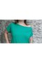 Single Shoulder Low-cut Boat Neck Viscose Mercerized Fabric Green T-shirt - 2