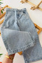 My Little One's Cicileri Square Stone Detailed Girls' Soft Denim Trousers - Blue - 3