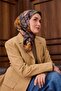 Twill Silk Scarf Anthracite-Mustard Patterned Tok Duruşlu 90X90 - 5