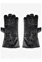 Men's Faux Leather Gloves with Fur Inside - 5