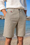 Men's White-Black Slim Fit Seersucker Striped Casual Stretch Shorts with Side Pockets - 5