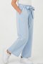 Girl's Trousers with Tie Detail, Comfortable Cut, Pockets, Ages 9-14, Baby Blue - 2