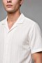 Ultra Soft Regular Fit Polo Collar Striped Modal Short Sleeve Ecru Shirt I0071Ax26Sm - 7