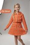 Girls' Gold Button Cropped Jacket and Skirt 2-Piece Set with Pocket Detail