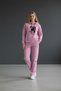 Women's two-thread hooded pocket floral print wide leg pink tracksuit set - 7794