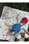 Striped Knitted Overalls for Baby Boy, 2-Piece Set - Light Blue - 4