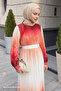 Transitional Pleated Salmon Satin Dress - 2