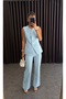 Women's Top and Bottom Set Stylish Vest and Pants Two-Piece Set with Button Detail - 4