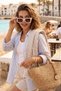 Women's uv400 white geometric sunglasses 23025 c20 gradient lens - 3
