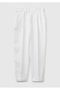 Women's White 100% Linen Elastic Waist Trousers