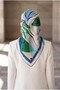 100% Twill Silk Floral Patterned Sash - Emerald Green Colored 90X90 Scarf Sewing Shape: Hand Sewing - 6