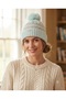 Women's Swan Three-Piece Set Fo 3088 Mint Green Pom-Pom Beret, Scarf, and Glove Combination (Made in Turkey)