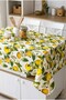 Lemon Patterned Tablecloth Cotton Fabric Yellow Lemon Green Leaf Patterned Decorative Stylish Tablecloth - 4