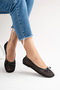 Women's Black Mesh (Mesh) Ballerina Summer Breathable Flat Shoes with Bow - 6