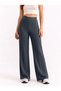 Women's Smoked Front Ribbed Wide Fit Wide Leg Modal Fabric High Waist Recovery Pants Leggings