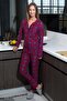 Plaid Patterned Shirt Collar Suede Pajama Set - 2