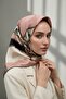 Cream Colorful Twill Silk Scarf with Floral Print - 90X90 Planting Shape - 5