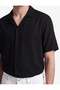 Regular Fit Buttoned Viscose Turn-Down Collar Short Sleeve Shirt - 4